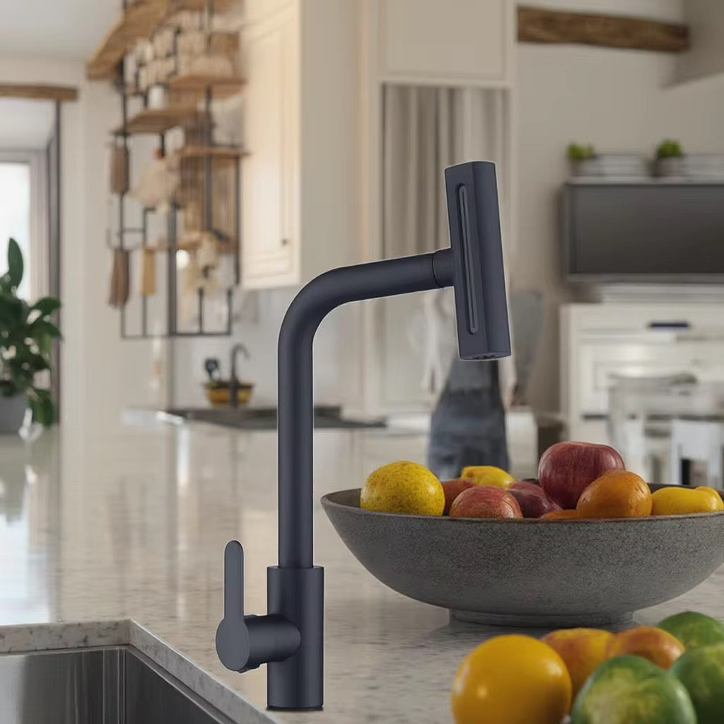 SCUBA 4 WAY SINGLE LEVER BASIN MIXER WITH PULLOUT SC-1154BM- BLACK MATT