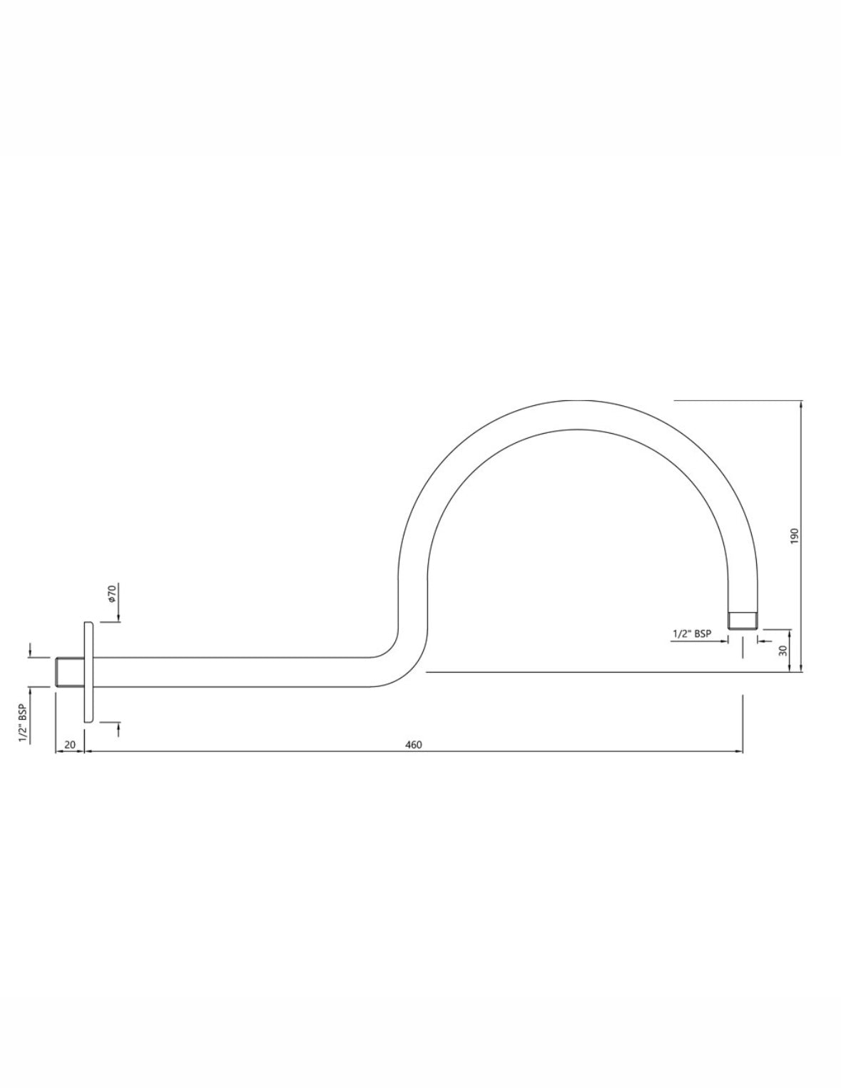 Jaquar Shower Arm SHA-ABR-485 Wall Mounted Victorian Shower Arm 20 mm Dia and 480 mm Long Round Shape Wall Mounted With Flange-ANTIQUE BRONZE