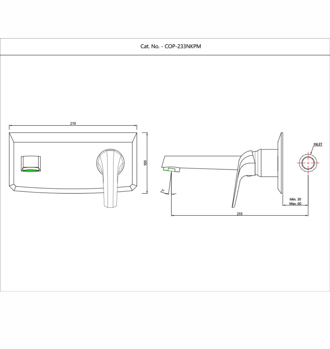 Jaquar Wall Mounted Basin Mixer Continental Prime COP-CHR-233NKPM - Chrome