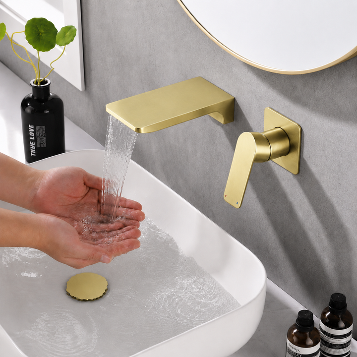 SERVEO CROWN SERIES WALL MOUNTED BASIN MIXER SV6207-BRUSH GOLD