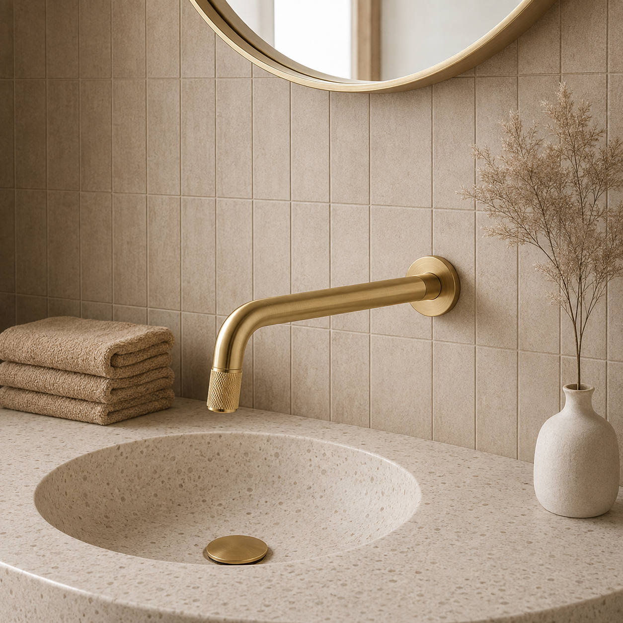 SERVEO MOUTH OPERATED WALL MOUNTED COLD BASIN TAP SV6203-BRUSH GOLD