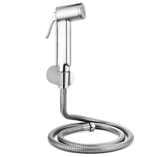 Quakin ABS Health Faucet with SS-304 Grade 1.25 Meter Flexible Hose Pipe and Wall Hook, Chrome Finish