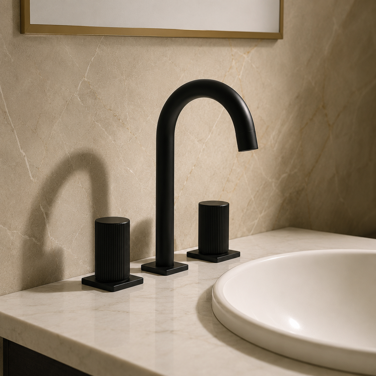 SERVEO PEBBLE SERIES DUCK MOUNTED BASIN MIXER SV6301-BLACK MATT