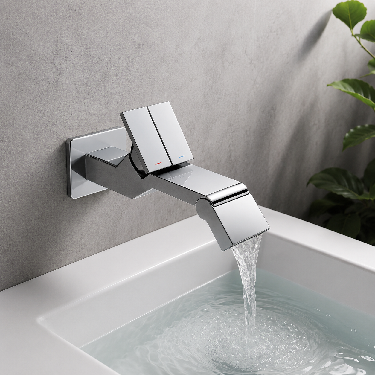 SERVEO CLICK BUTTON WALL MOUNTED BRASS BASIN MIXER SV6210-CHROME