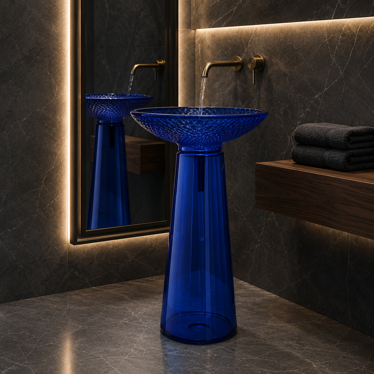 SCUBA RESIN TRANSPARENT PEDESTAL BASIN SC-9346-BLUE