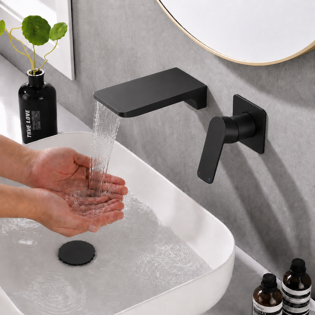 SERVEO CROWN SERIES WALL MOUNTED BASIN MIXER SV6207-MATT BLACK