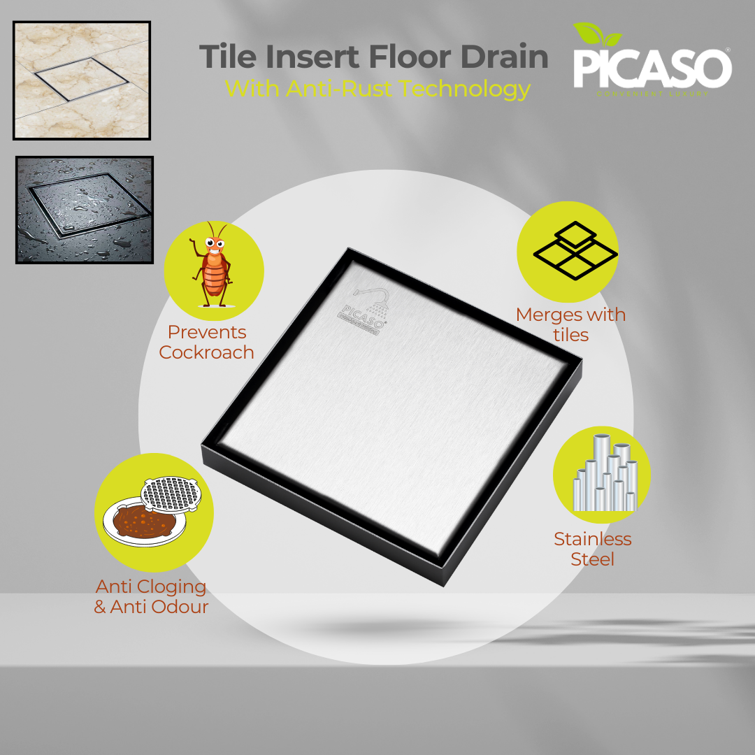 Picaso 6"x 6"Tile Insert Floor Drain