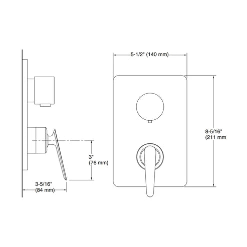 KOHLER 3 WAY DIVERTER FLUENCE K-38897IN-4FP-BL-BLACK MATT