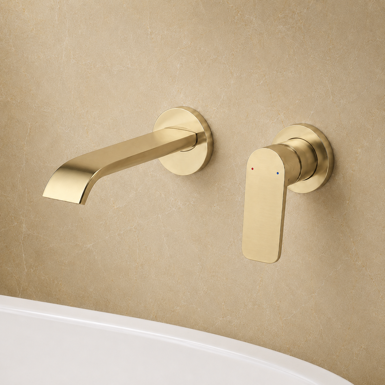 SERVEO GRACE SERIES WALL MOUNTED BASIN MIXER SV6205-BRUSH GOLD