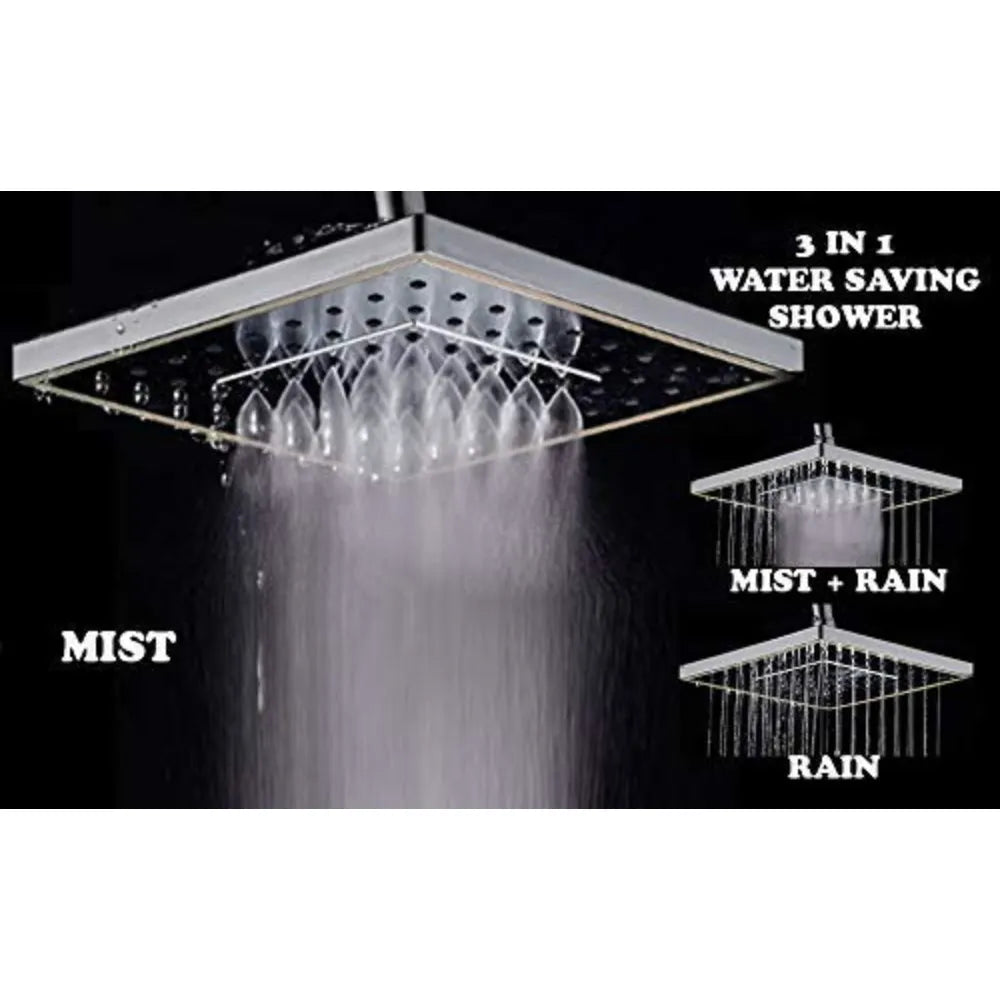 Quakin Wall Mounted Overhead Shower 8 x 8" (Mist & Rain)