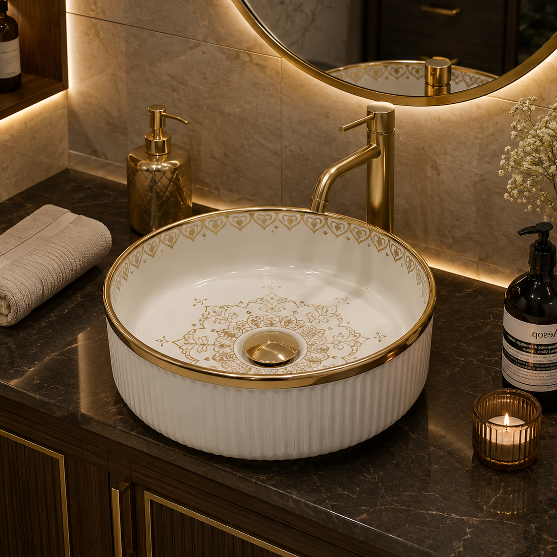 SCUBA MOROCCAN CERAMIC DESIGN BASIN SC-6003 WH-KLH-WHITE