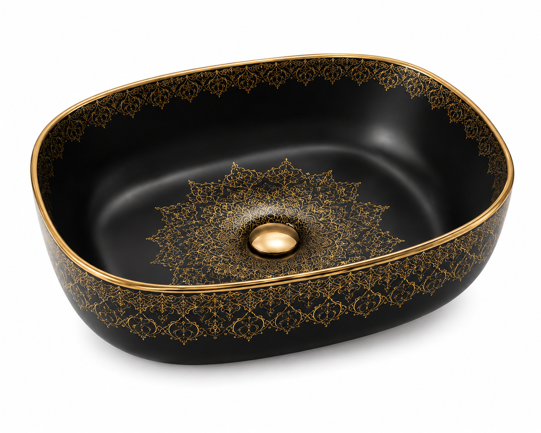 SCUBA MOROCCAN CERAMIC DESIGN BASIN SC-6004 BLK-KLH-BLACK