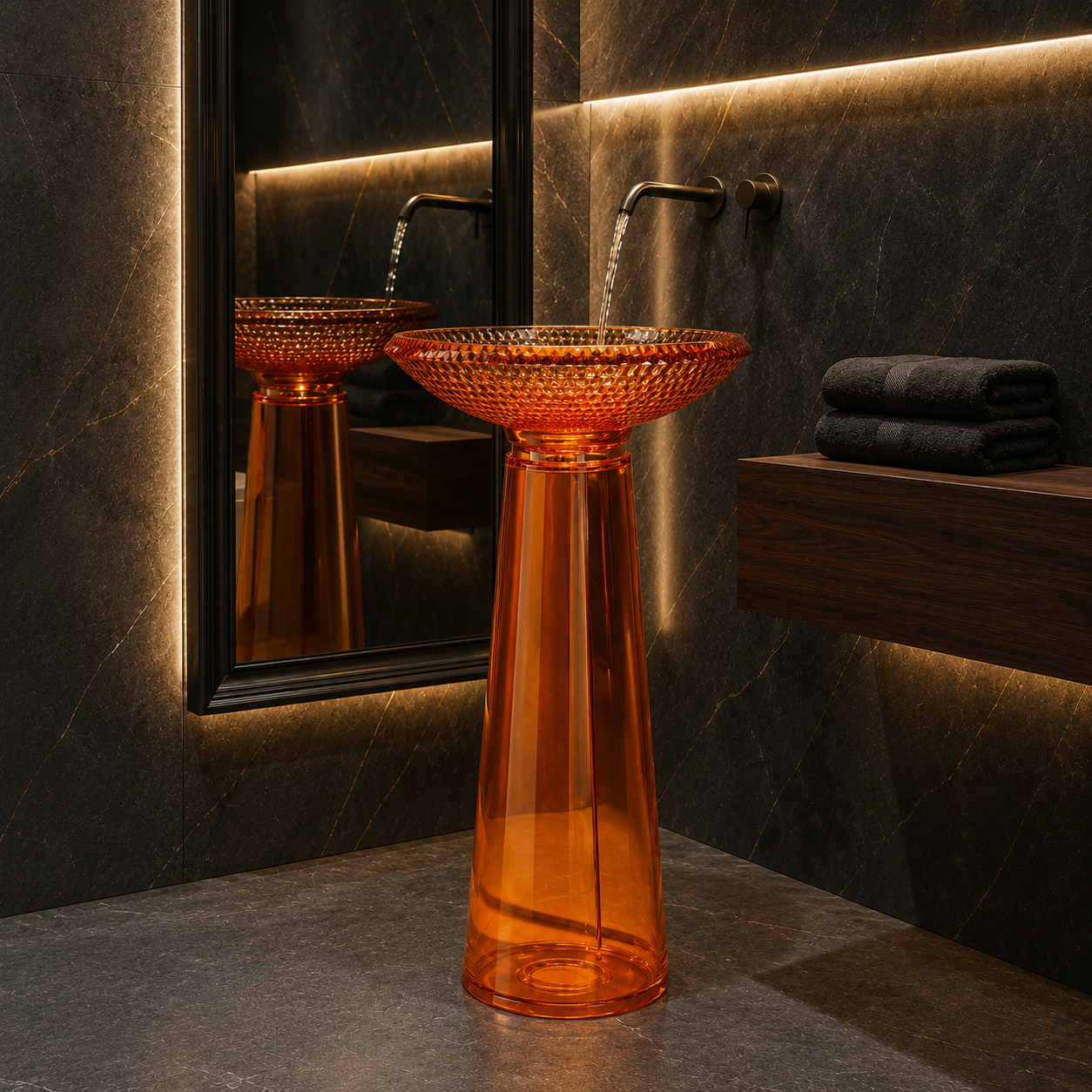 SCUBA RESIN TRANSPARENT PEDESTAL BASIN SC-9345-ORANGE