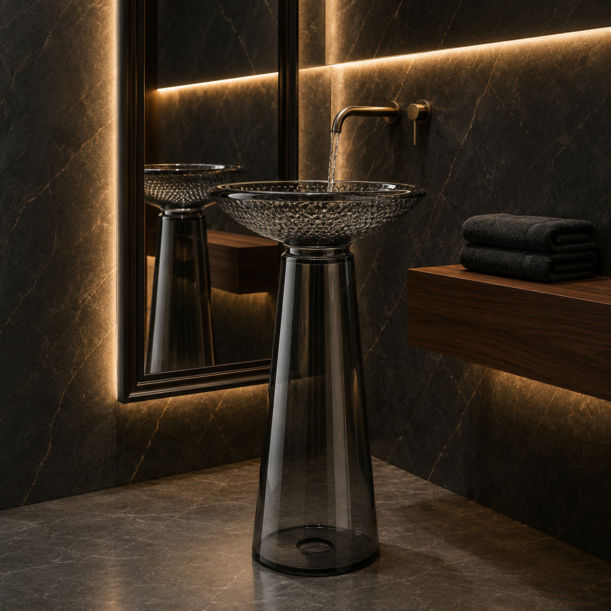 SCUBA RESIN TRANSPARENT PEDESTAL BASIN SC-9347-BLACK
