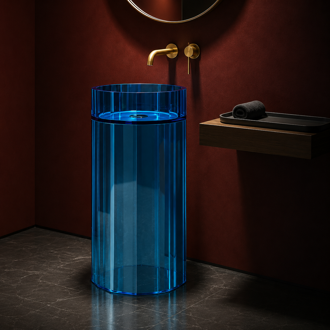 SCUBA RESIN TRANSPARENT PEDESTAL BASIN SC-9350-BLUE