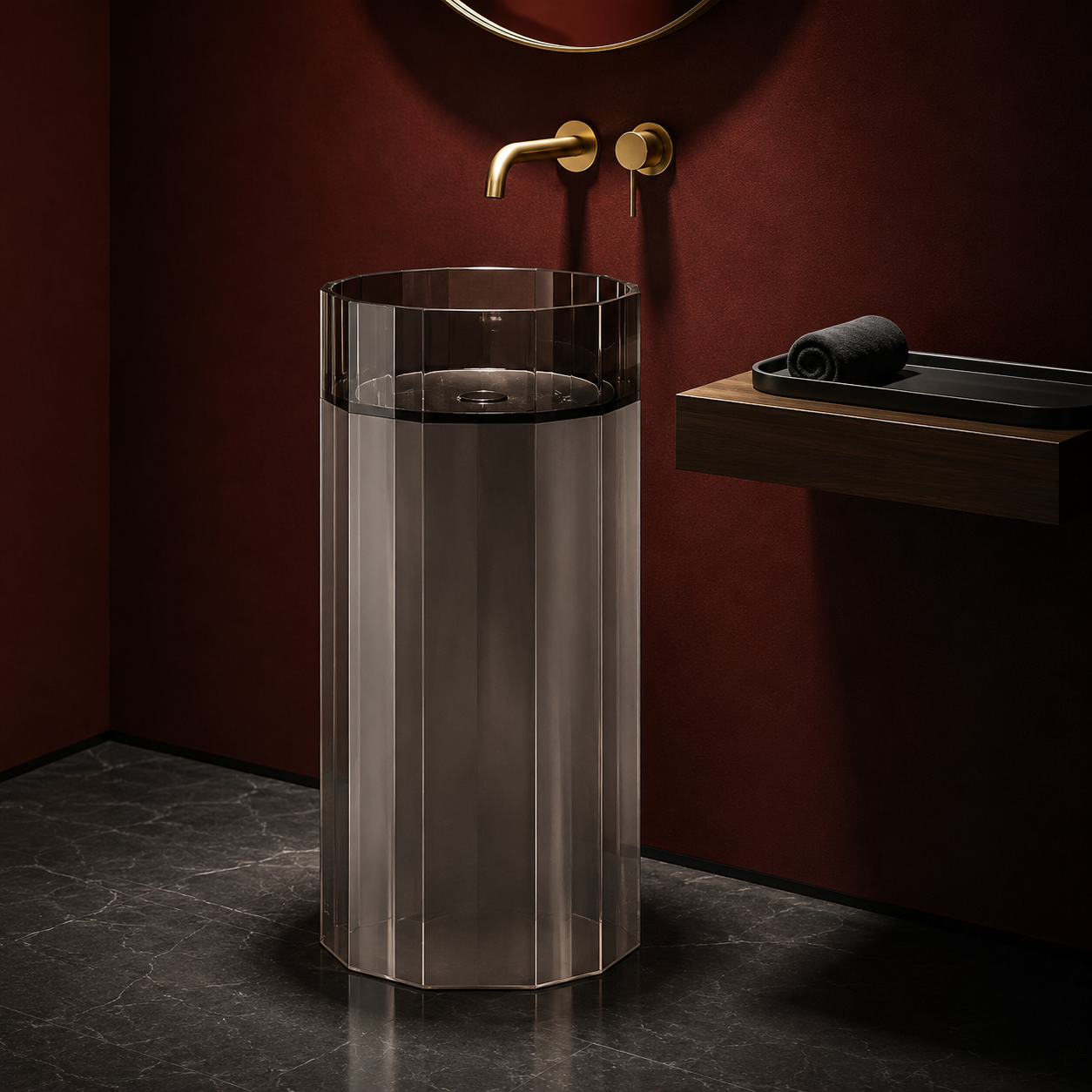 SCUBA RESIN TRANSPARENT PEDESTAL BASIN SC-9351-BLACK