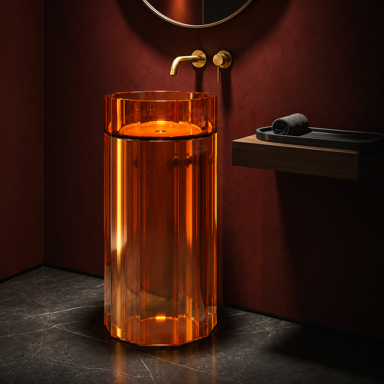 SCUBA RESIN TRANSPARENT PEDESTAL BASIN SC-9352-ORANGE