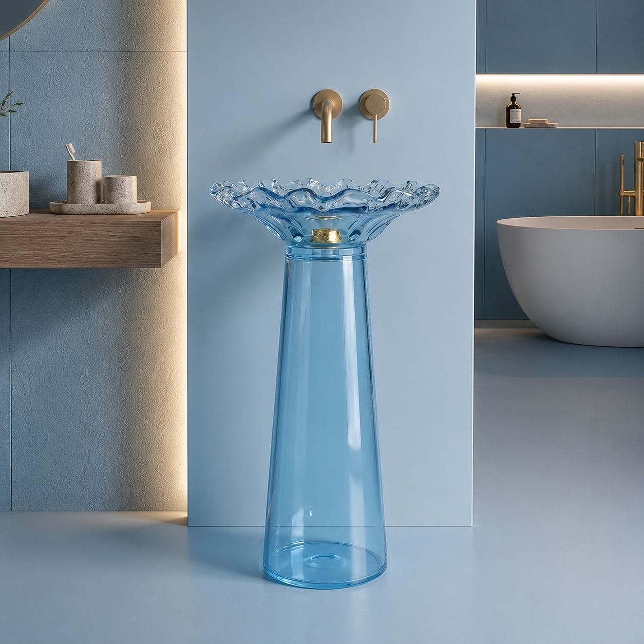 SCUBA RESIN TRANSPARENT PEDESTAL BASIN SC-9354