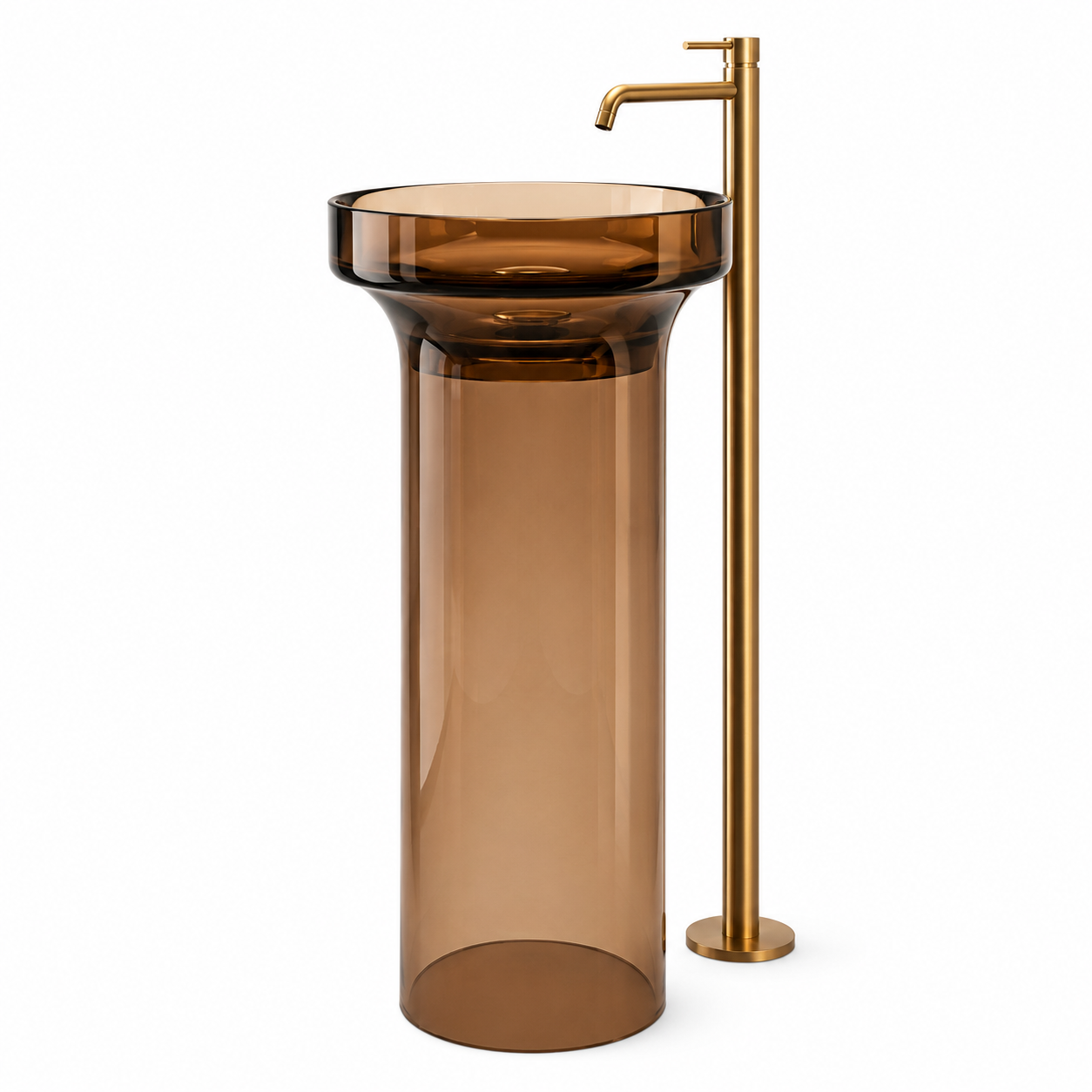 SCUBA RESIN TRANSPARENT PEDESTAL BASIN SC-9363-BROWN