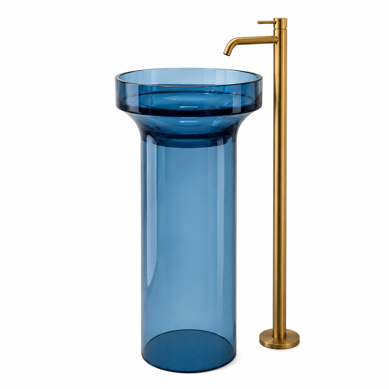 SCUBA RESIN TRANSPARENT PEDESTAL BASIN SC-9365-BLUE