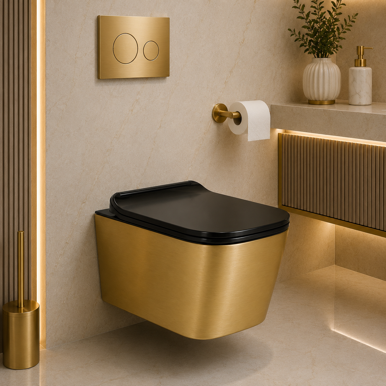 SCUBA DESIGNER RIMLESS WALLHUNG WC SC-9629 BG-BLACK GOLD
