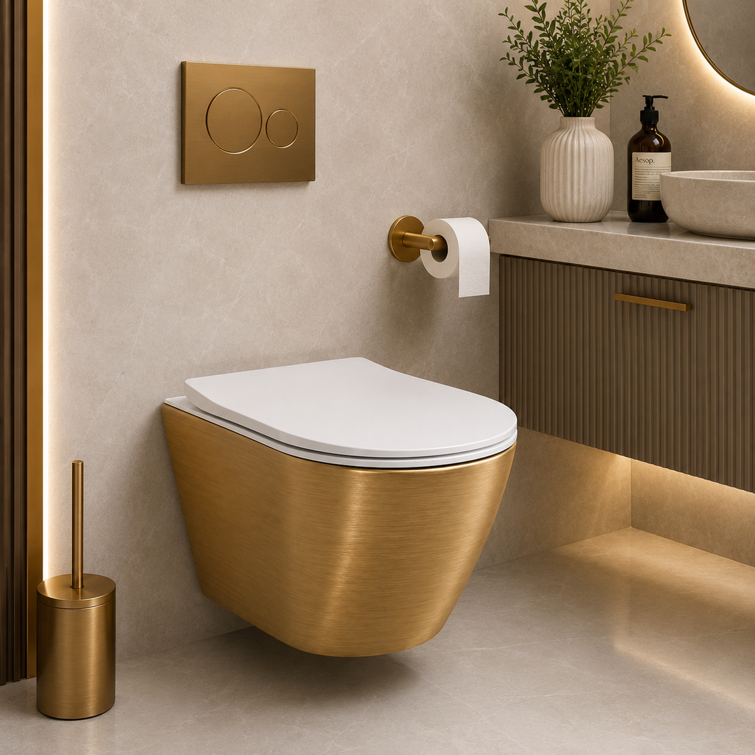 SCUBA DESIGNER RIMLESS WALLHUNG WC SC-9636 G-GOLD