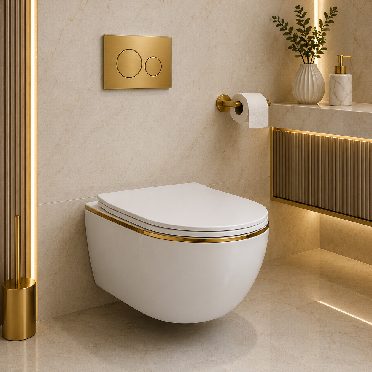SCUBA DESIGNER RIMLESS WALLHUNG WC SC-9636 WRG-WHITE ROSE GOLD