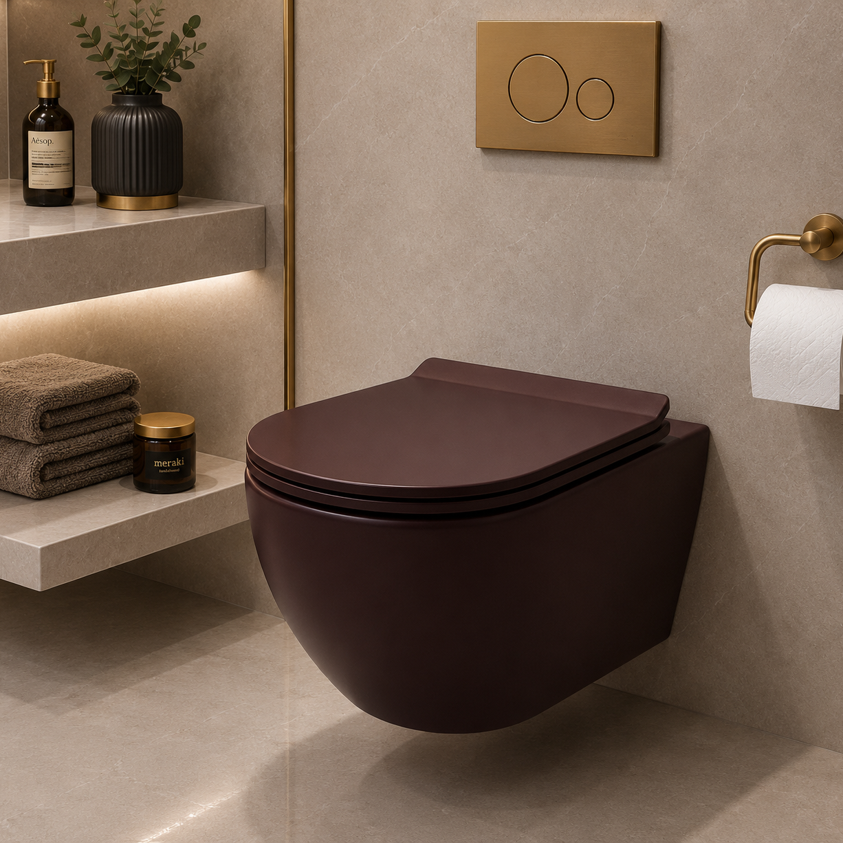 SCUBA DESIGNER RIMLESS MATT WALL HUNG WC SC-9644 BRM-BROWN MATT