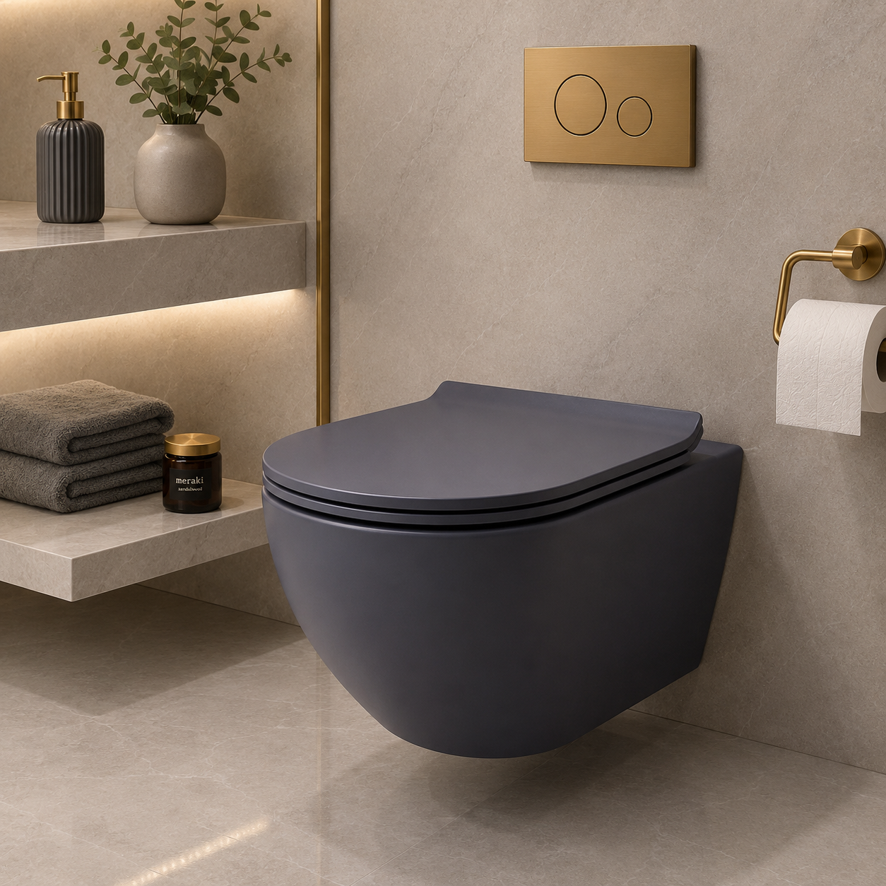 SCUBA DESIGNER RIMLESS MATT WALL HUNG WC SC-9644 GM -GREY MATT
