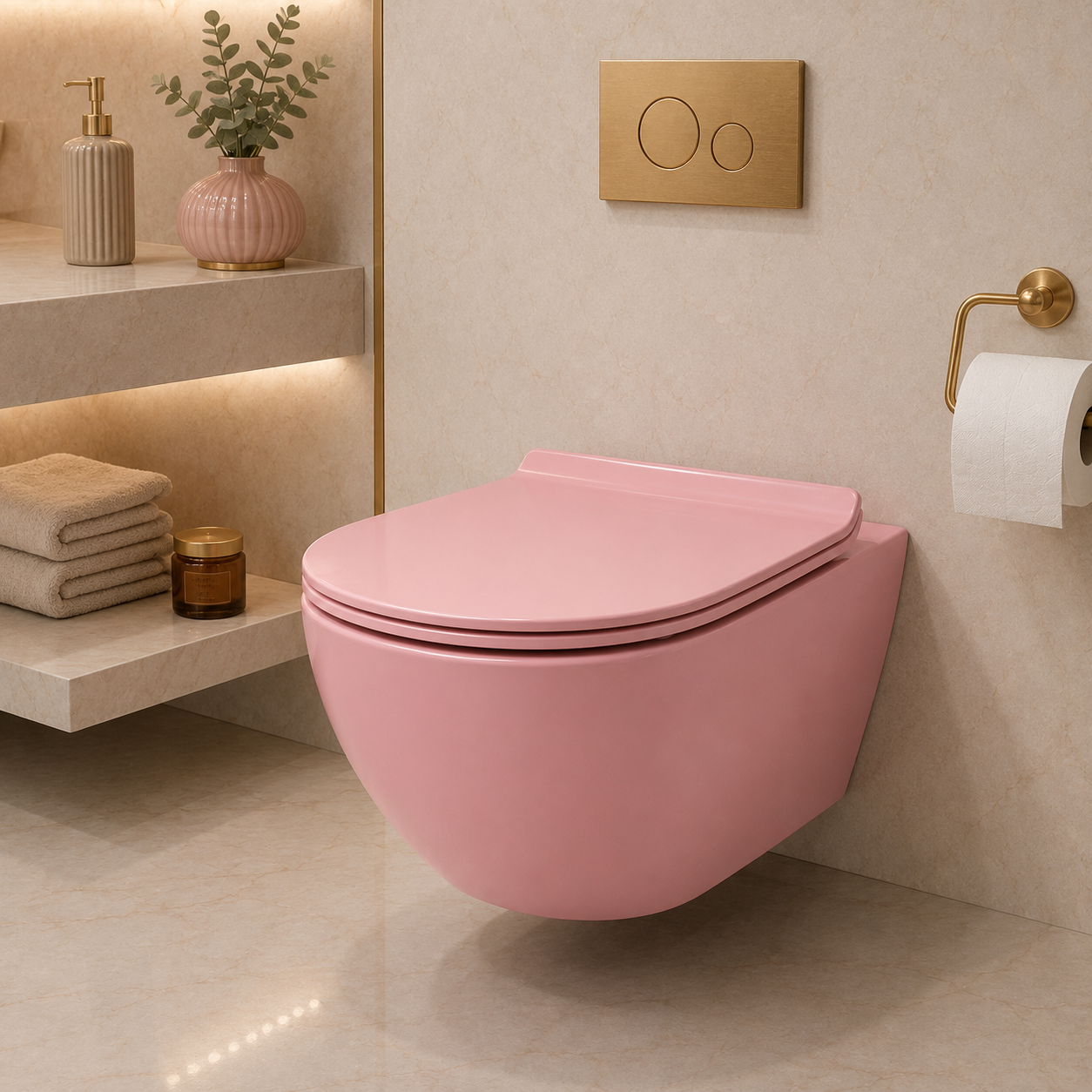 SCUBA DESIGNER RIMLESS MATT WALL HUNG WC SC-9644 PM-PINK MATT