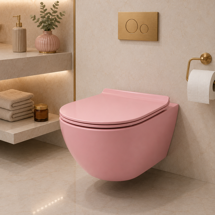 SCUBA DESIGNER RIMLESS MATT WALL HUNG WC SC-9644 PM-PINK MATT