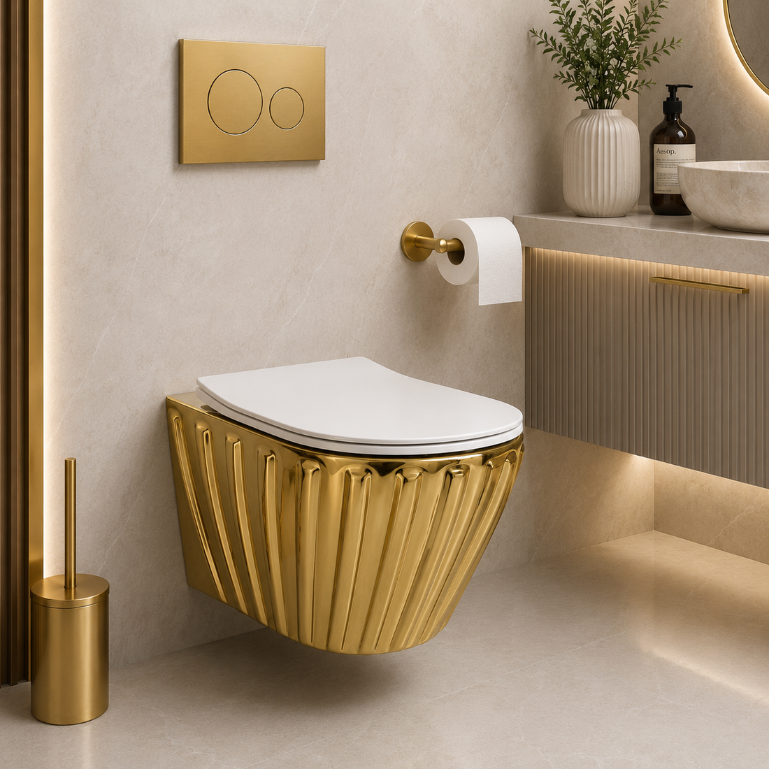 SCUBA DESIGNER RIMLESS WALLHUNG WC SC-9649 G-GOLD