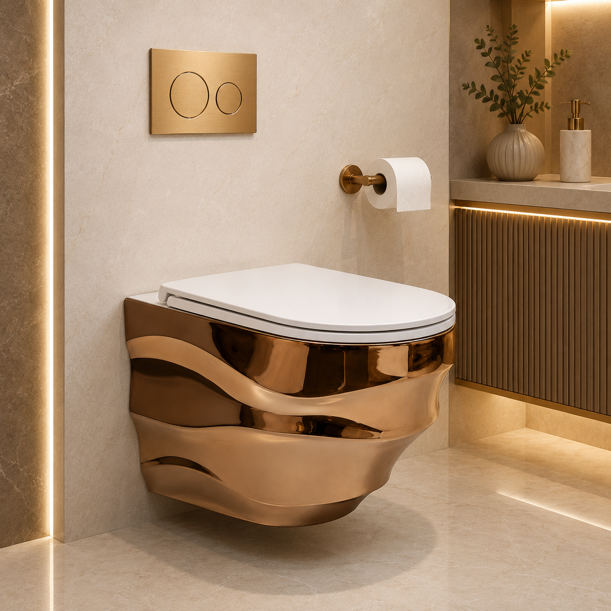SCUBA DESIGNER RIMLESS WALLHUNG WC SC-9650 RG-ROSE GOLD