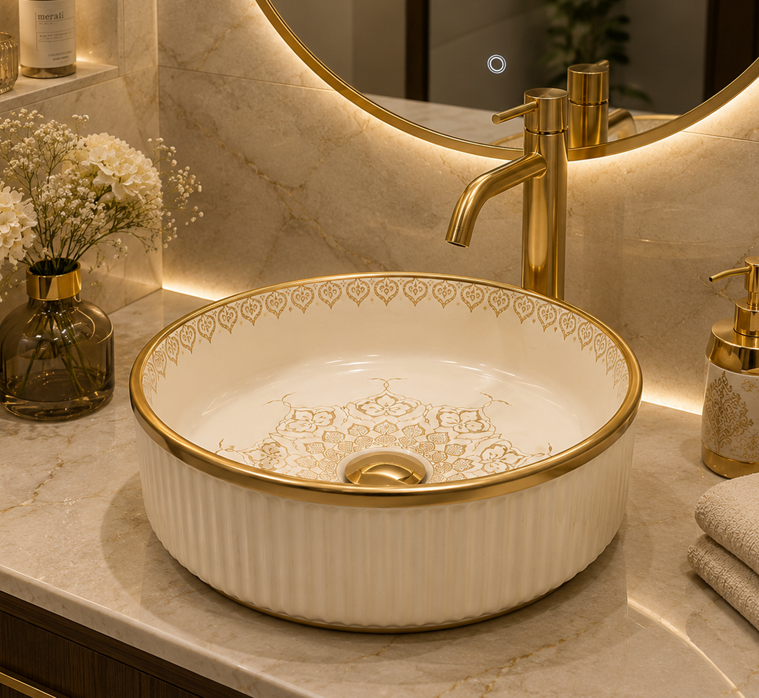 SCUBA MOROCCAN CERAMIC DESIGN BASIN SC-6003 CRM-KLHBEIGE