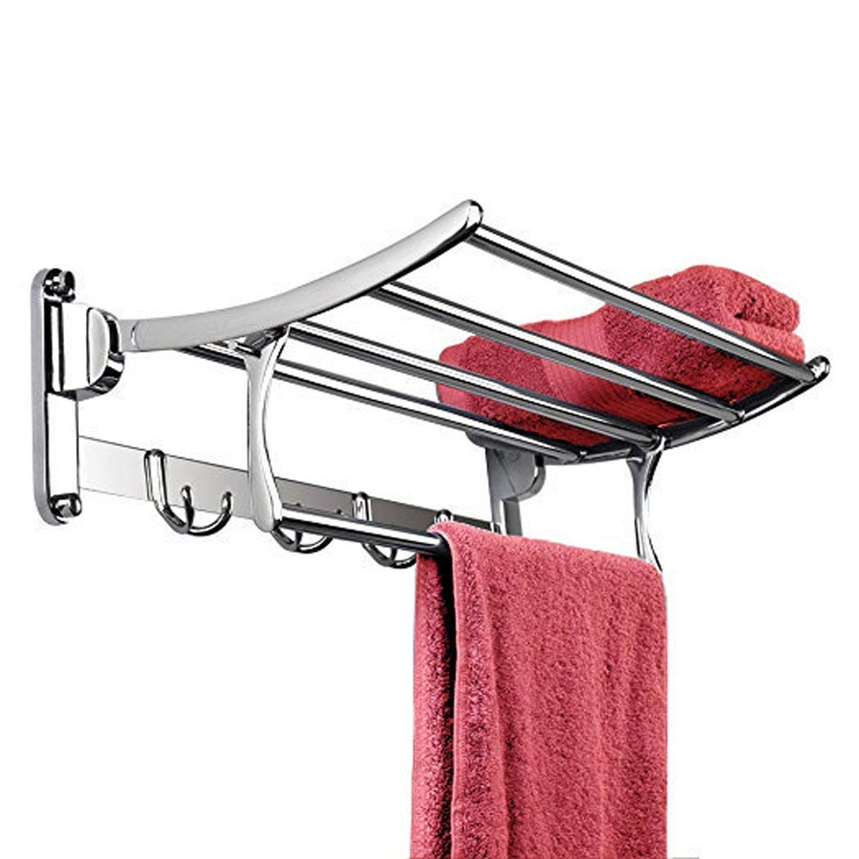 Quakin Gold Stainless Steel Folding Towel Rack (24 Inch-Chrome Finish)