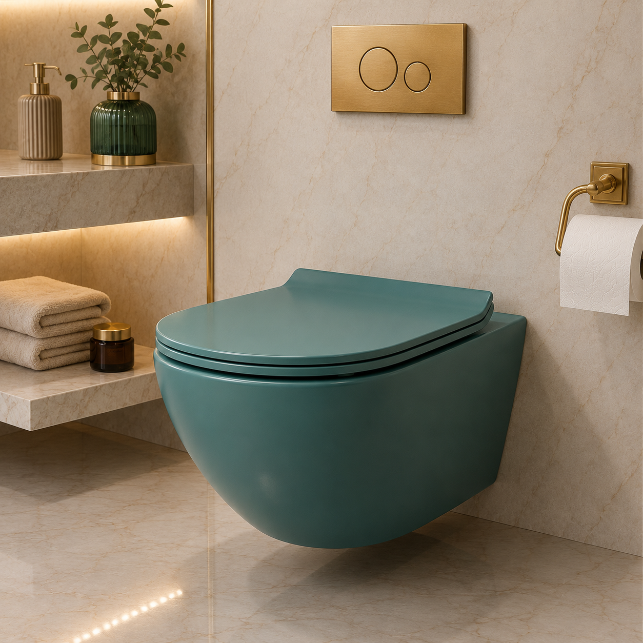 SCUBA DESIGNER RIMLESS MATT WALL HUNG WC SC-9644 TGM-TURQUOISE GREEN MATT