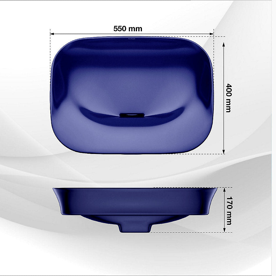 KOHLER VIVE GEO 522 RECTANGULAR VESSEL WASH BASIN K-28784IN-DGS INDIGO