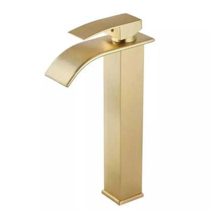 Quakin Brass Cascade Fall Antique Single Lever Basin Mixer with Hot & Cold Connection Hoses, Tall Size, Polished Finish