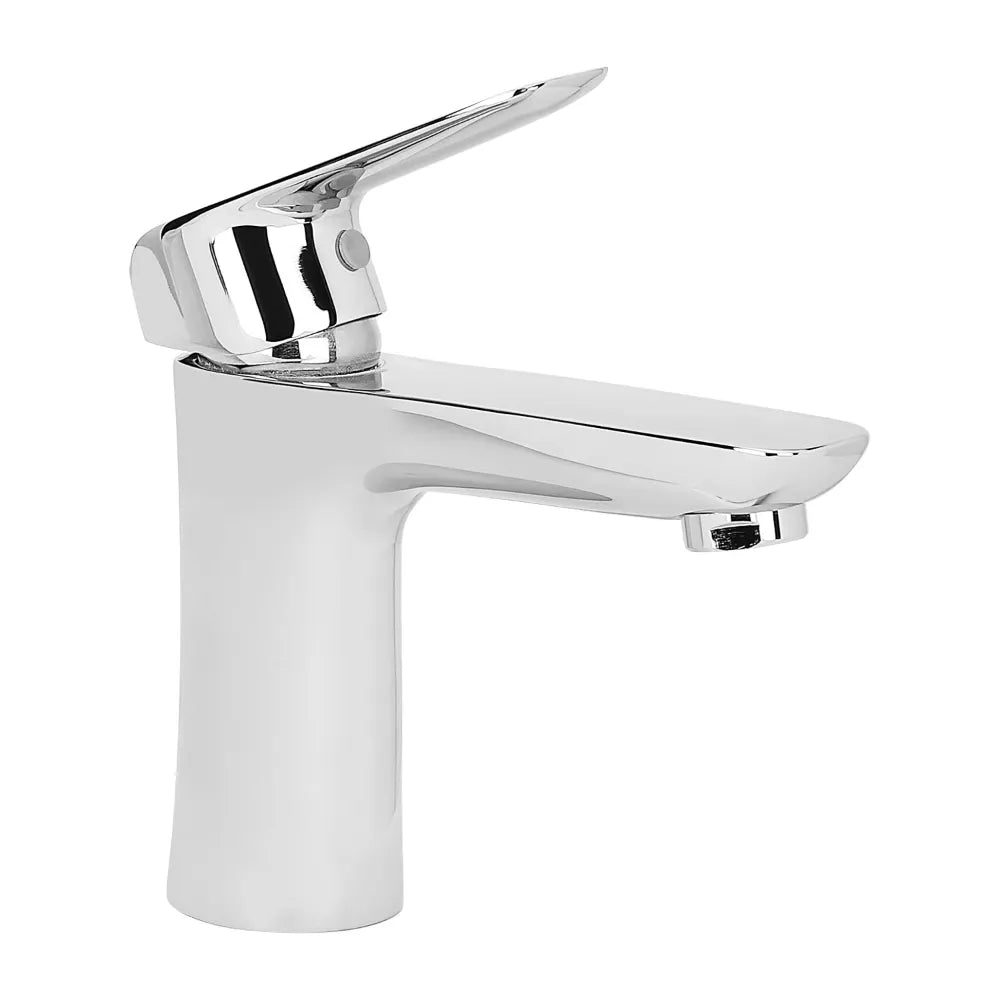 Hindware Italian Collection F400009CP Fluid Single Lever Hot and Cold Basin Mixer Without Popup Waste, Brass with Chrome Finish