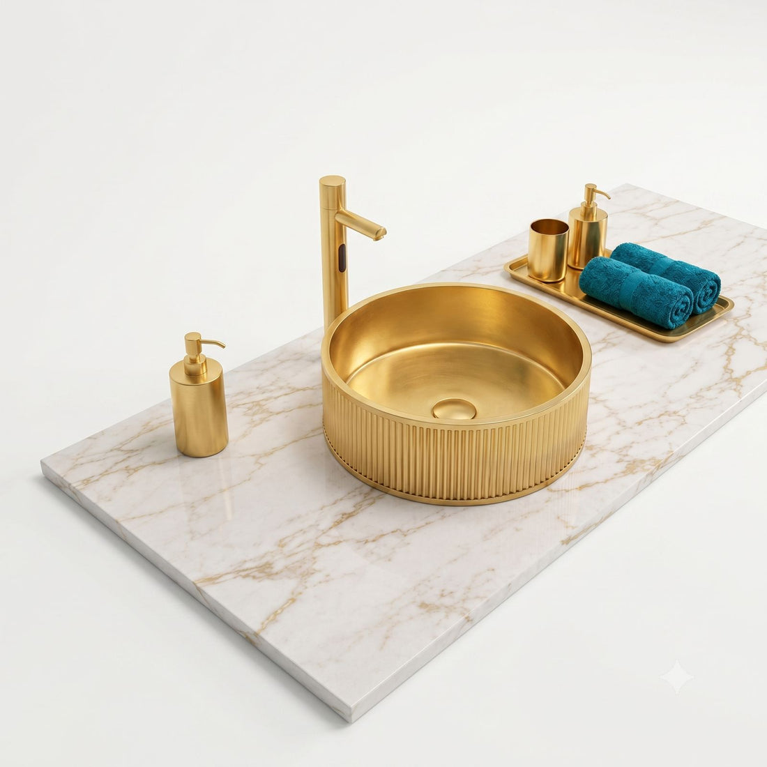SCUBA METALLIC BASIN SC-905 WITH POP-UP WASTE COUPLING- GOLD
