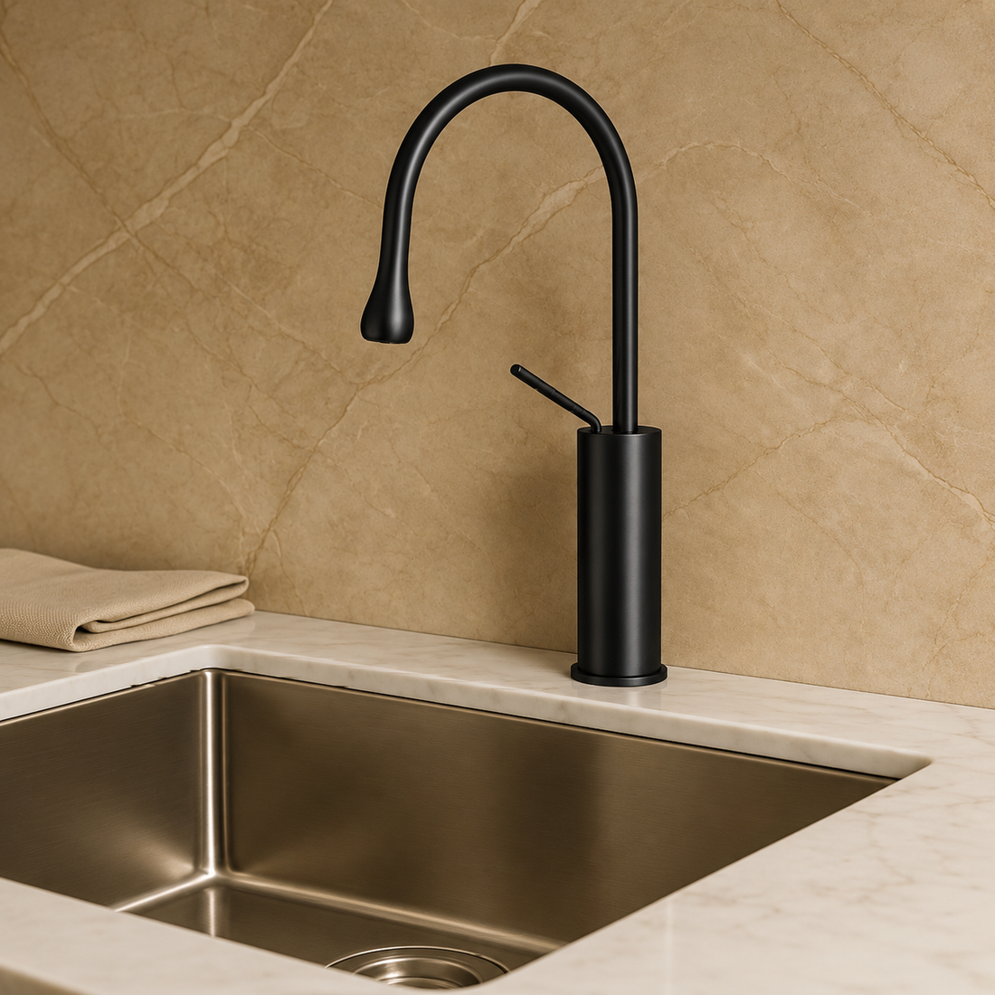 SERVEO TABLE MOUNTED PEBBLE SERIES BRASS KITCHEN MIXER SV6905-MATT BLACK