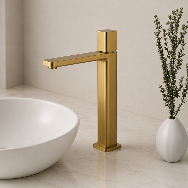 SERVEO REGALIA SERIES BRASS TALL BASIN MIXER SV6102-BRUSH GOLD