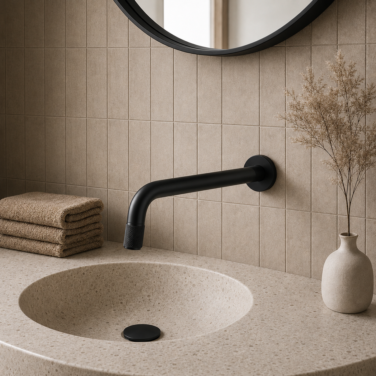SERVEO MOUTH OPERATED WALL MOUNTED COLD BASIN TAP SV6203-BLACK MATT