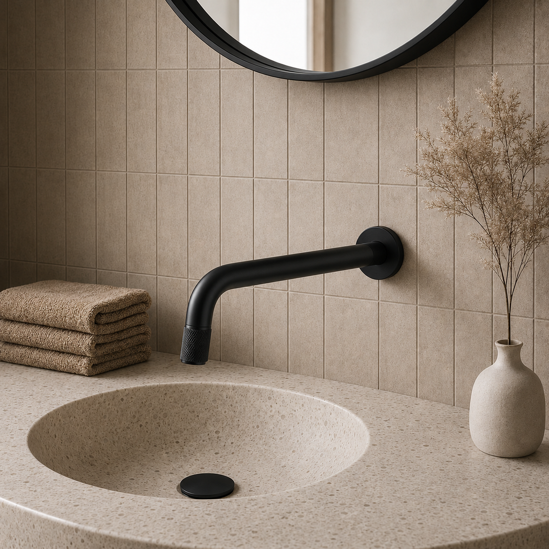 SERVEO MOUTH OPERATED WALL MOUNTED COLD BASIN TAP SV6203-BLACK MATT