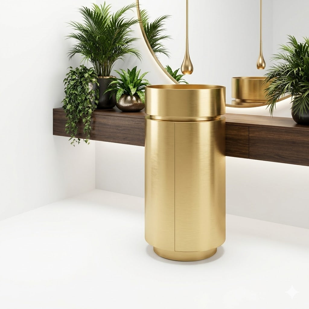 SCUBA METALLIC SERIES PEDESTAL SC-918 WITH STORAGE CABINET - METALLIC GOLD