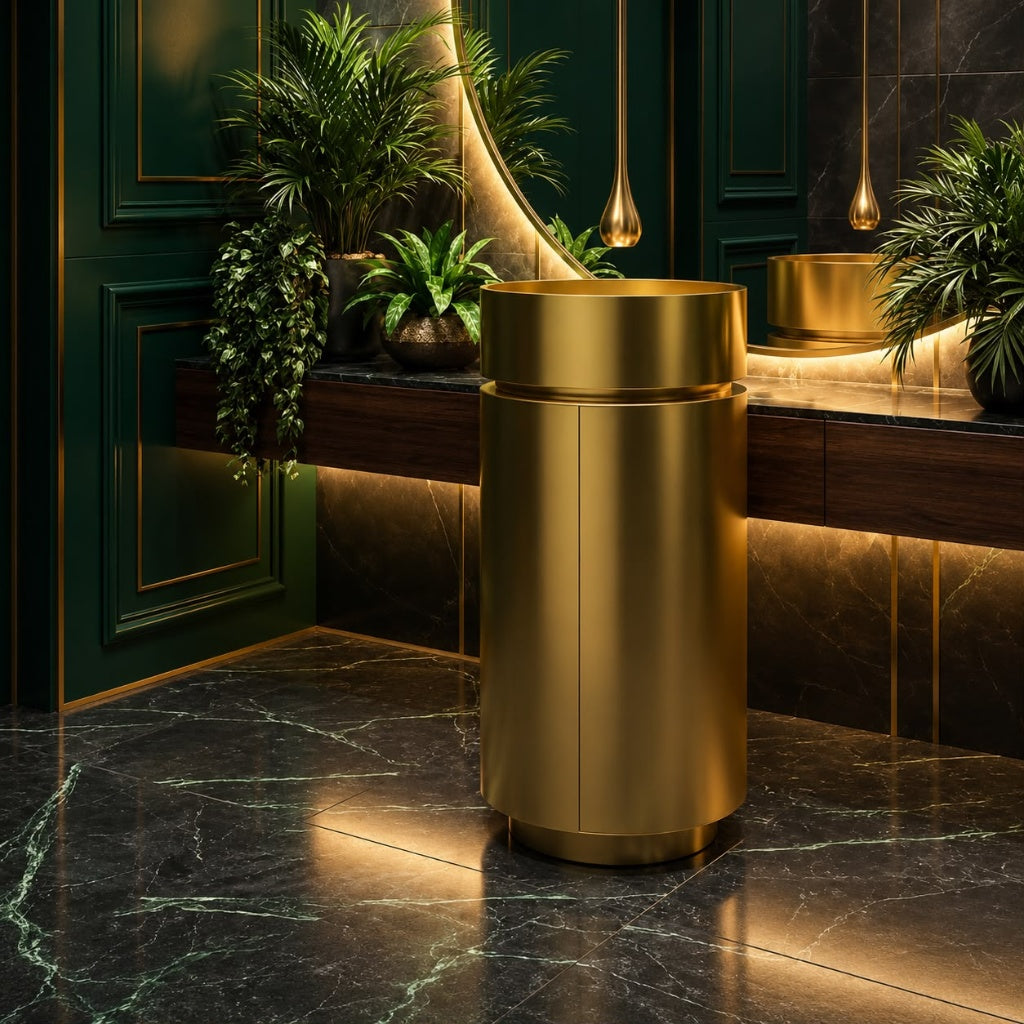 SCUBA METALLIC SERIES PEDESTAL SC-918 WITH STORAGE CABINET - METALLIC GOLD