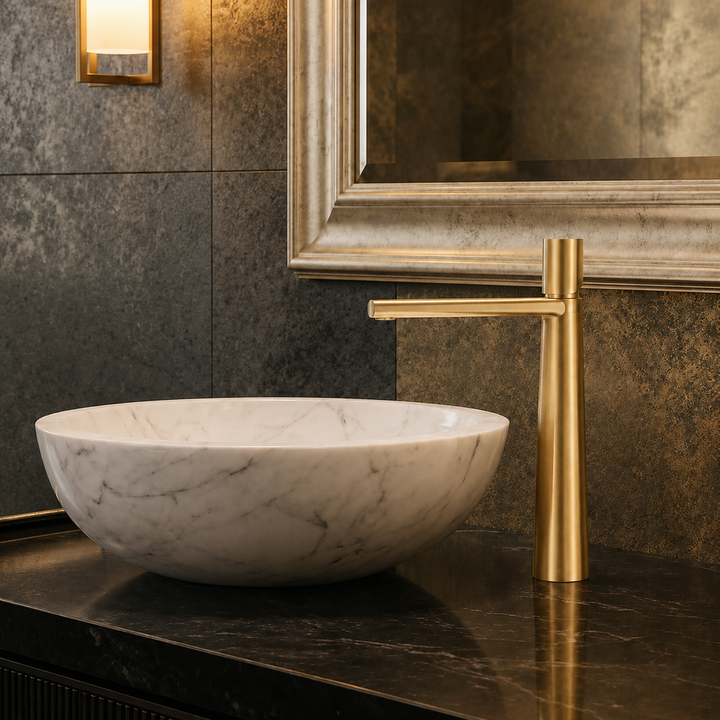 SCUBA HIGH NECK PILLAR COCK WITH WATERFALL FAUCET SC-1172 BG-BRUSH GOLD