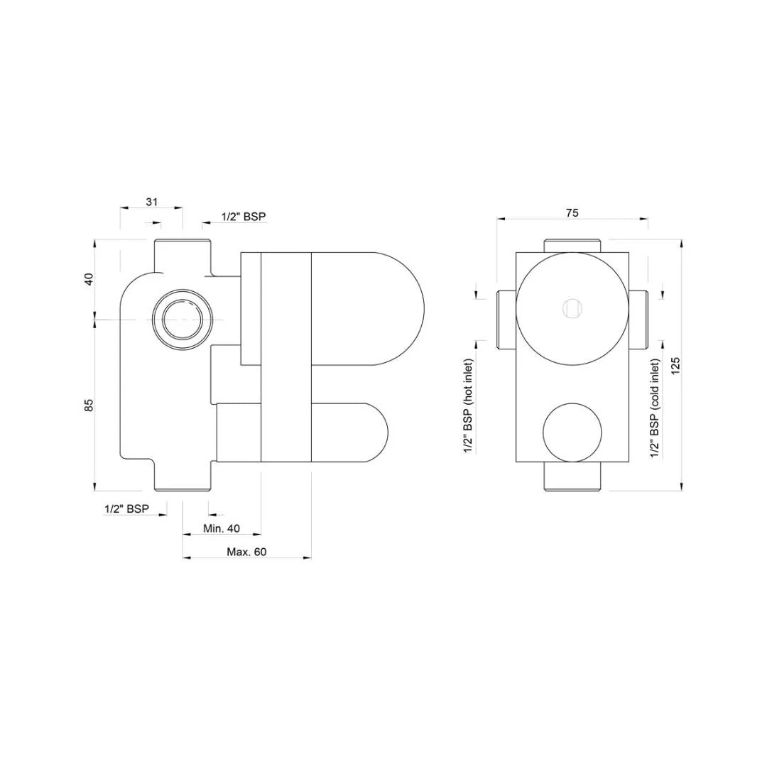 Jaquar 2 Way Diverter Valve Allied ALD-CHR-075 - Chrome