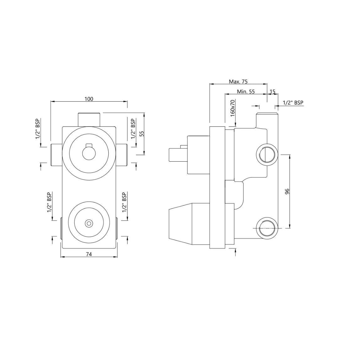 Jaquar 3 Way Diverter Valve Aquamax ALD-CHR-783N - Chrome