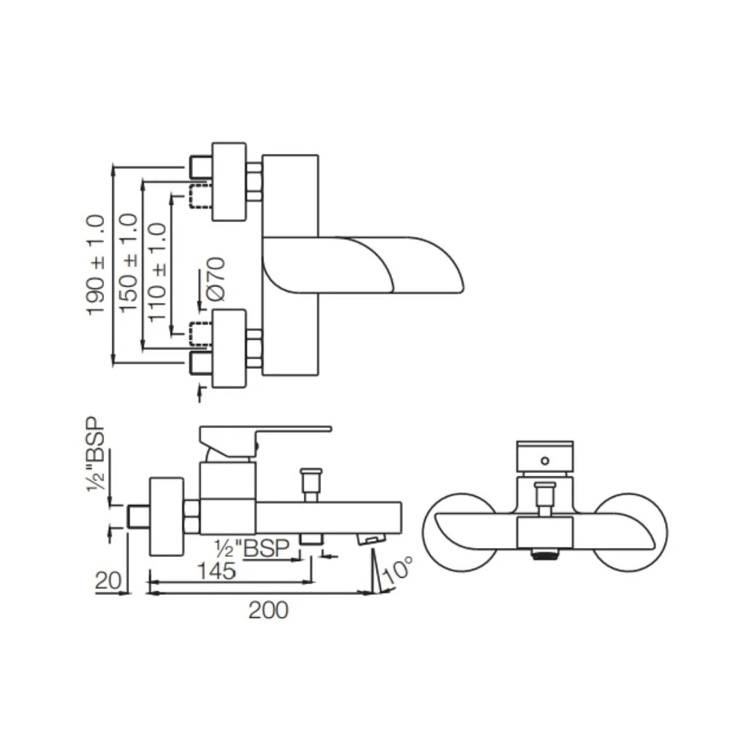 Jaquar 2 Way Wall Mixer Alive ALI-CHR-85119 Normal Flow - Chrome Finish